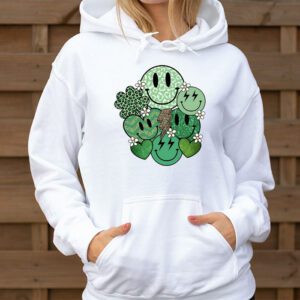 Shamrock Smile Face Disco Retro Groovy St Patricks Day Lucky Hoodie 3 1