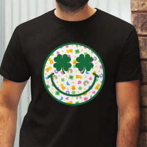 Shamrock Smile Face Disco Retro Groovy St Patricks Day Lucky T Shirt 2 3