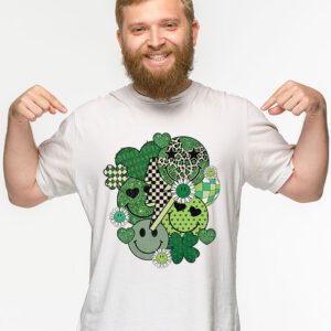 Shamrock Smile Face Disco Retro Groovy St Patricks Day Lucky T Shirt 2