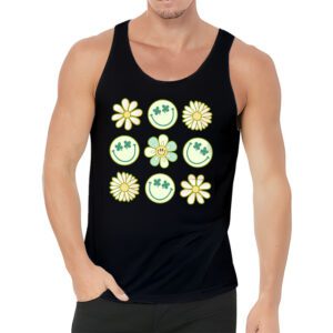 Shamrock Smile Face Disco Retro Groovy St Patricks Day Lucky Tank Top 3 5