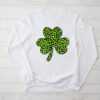 St. Patricks Day Shamrock Irish Leopard Print Women Girls Longsleeve Tee