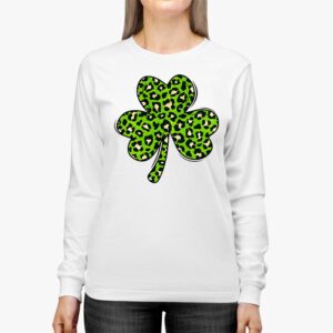 St. Patricks Day Shamrock Irish Leopard Print Women Girls Longsleeve Tee 2