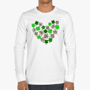 St. Patricks Day Shamrock Irish Leopard Print Women Girls Longsleeve Tee 3 5