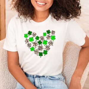 St. Patricks Day Shamrock Irish Leopard Print Women Girls T Shirt 1 5