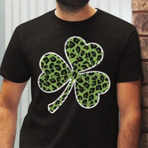 St. Patricks Day Shamrock Irish Leopard Print Women Girls T Shirt 2 1