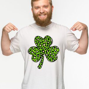 St. Patricks Day Shamrock Irish Leopard Print Women Girls T Shirt 2