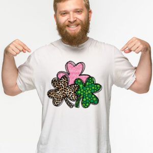 St. Patricks Day Shamrock Irish Leopard Print Women Girls T Shirt 2 4