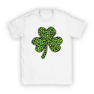 St. Patricks Day Shamrock Irish Leopard Print Women Girls T-Shirt