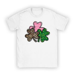 St. Patricks Day Shamrock Irish Leopard Print Women Girls T-Shirt