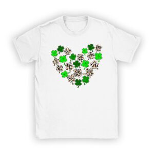 St. Patricks Day Shamrock Irish Leopard Print Women Girls T-Shirt