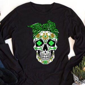 Sugar Skull Saint Patricks Day of Dead Longsleeve Tee 1 2