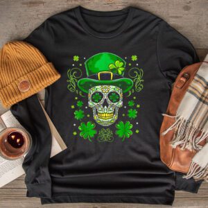 Sugar Skull Saint Patricks Day of Dead Longsleeve Tee