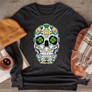 Sugar Skull Saint Patricks Day of Dead Longsleeve Tee