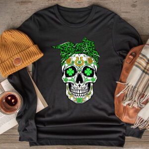 Sugar Skull Saint Patricks Day of Dead Longsleeve Tee