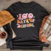Teacher Kids Retro Groovy 100 Days Happy 100th Day Of School Longsleeve Tee