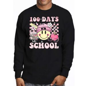 Teacher Kids Retro Groovy 100 Days Happy 100th Day Of School Longsleeve Tee 3 1