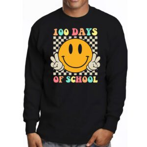 Teacher Kids Retro Groovy 100 Days Happy 100th Day Of School Longsleeve Tee 3 3