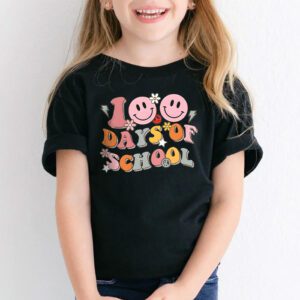 Teacher Kids Retro Groovy 100 Days Happy 100th Day Of School T Shirt 2