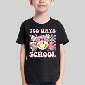 Teacher Kids Retro Groovy 100 Days Happy 100th Day Of School T Shirt 3 1