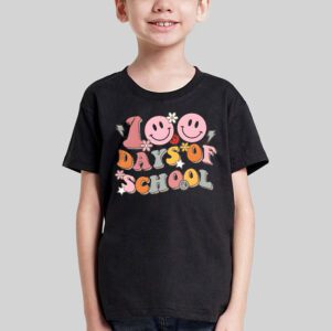 Teacher Kids Retro Groovy 100 Days Happy 100th Day Of School T Shirt 3