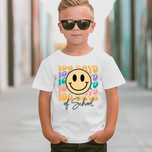 Teacher Kids Retro Groovy 100 Days Happy 100th Day Of School T Shirt 3 5