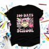 Teacher Kids Retro Groovy 100 Days Happy 100th Day Of School T-Shirt