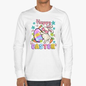 Bunny Pastel Spring Hunt Eggs Rabbit Happy Easter Day Outfit Longsleeve Tee 3 2