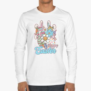 Bunny Pastel Spring Hunt Eggs Rabbit Happy Easter Day Outfit Longsleeve Tee 3 4