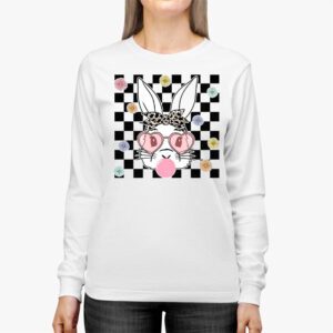 Cute Bunny Rabbit Face Groovy Glasses Girl Happy Easter Day Longsleeve Tee 2 1