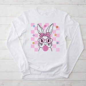 Cute Bunny Rabbit Face Groovy Glasses Girl Happy Easter Day Longsleeve Tee
