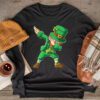Dabbing Leprechaun Funny Gifts Men Kids Boys St Patricks Day Longsleeve Tee