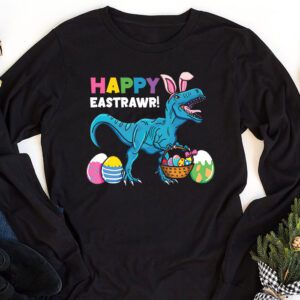 Easter Day Dinosaur Funny Happy Eastrawr T Rex Easter Longsleeve Tee 1