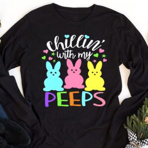 Funny Chillin With My Peeps Easter Bunny Hangin With Peeps Longsleeve Tee 1