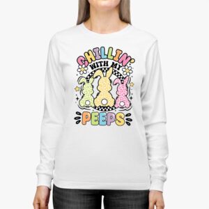 Funny Chillin With My Peeps Easter Bunny Hangin With Peeps Longsleeve Tee 2 2