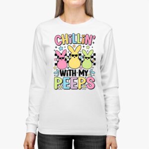 Funny Chillin With My Peeps Easter Bunny Hangin With Peeps Longsleeve Tee 2 4