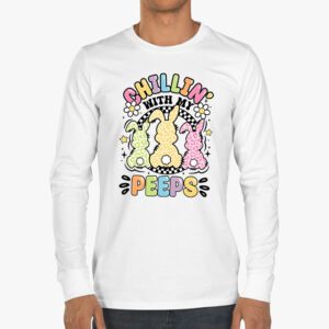 Funny Chillin With My Peeps Easter Bunny Hangin With Peeps Longsleeve Tee 3 2