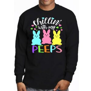 Funny Chillin With My Peeps Easter Bunny Hangin With Peeps Longsleeve Tee 3