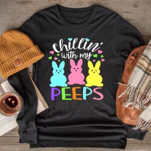 Funny Chillin With My Peeps Easter Bunny Hangin With Peeps Longsleeve Tee
