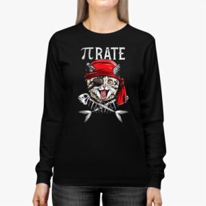 Funny Pi Day Math Science Cat Pirate Longsleeve Tee 2 3