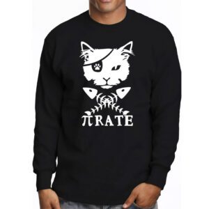 Funny Pi Day Math Science Cat Pirate Longsleeve Tee 3 1