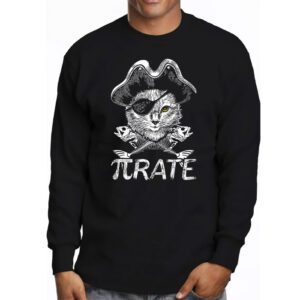 Funny Pi Day Math Science Cat Pirate Longsleeve Tee 3 2