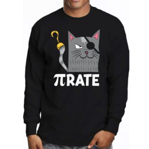 Funny Pi Day Math Science Cat Pirate Longsleeve Tee 3 4