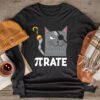 Funny Pi Day Math Science Cat Pirate Longsleeve Tee