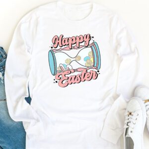 Groovy Happy Easter Day Colorful Egg Hunting Cute Bunny Girl Womens Longsleeve Tee 1 3