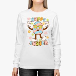 Groovy Happy Easter Day Colorful Egg Hunting Cute Bunny Girl Womens Longsleeve Tee 2 4