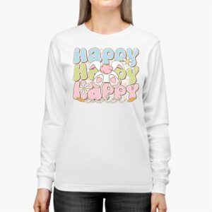 Groovy Happy Easter Day Colorful Egg Hunting Cute Bunny Girl Womens Longsleeve Tee 2 5