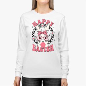 Groovy Happy Easter Day Colorful Egg Hunting Cute Bunny Girl Womens Longsleeve Tee 2 6