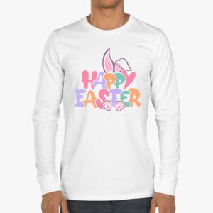 Groovy Happy Easter Day Colorful Egg Hunting Cute Bunny Girl Womens Longsleeve Tee 3 1