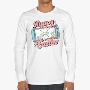 Groovy Happy Easter Day Colorful Egg Hunting Cute Bunny Girl Womens Longsleeve Tee 3 3