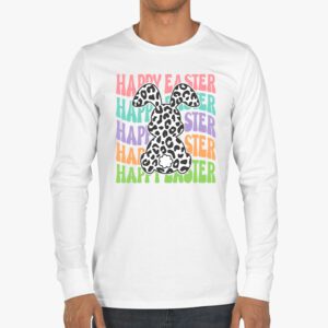 Groovy Happy Easter Day Colorful Egg Hunting Cute Bunny Girl Womens Longsleeve Tee 3